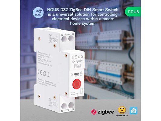 Smart spínač NOUS D3Z ZigBee Tuya DIN 25A