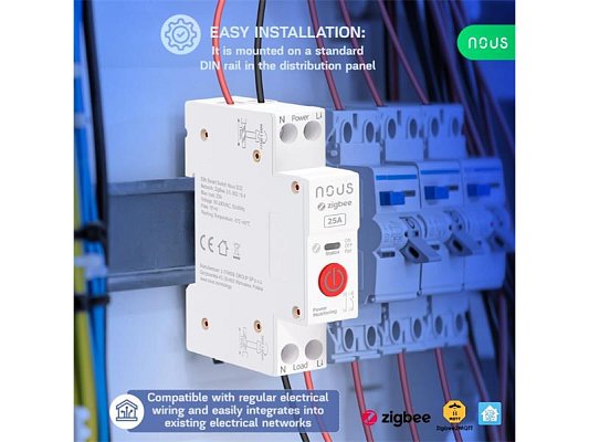 Smart spínač NOUS D3Z ZigBee Tuya DIN 25A