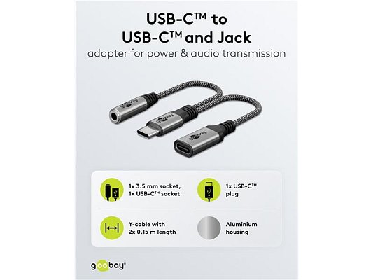 Adaptér GOOBAY 74524 2xUSB-C/JACK 3,5mm (pro poslech hudby)