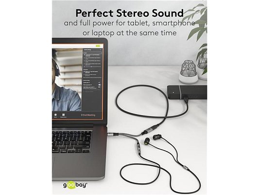 Adaptér GOOBAY 74524 2xUSB-C/JACK 3,5mm (pro poslech hudby)