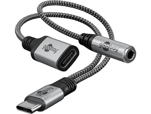 Adaptér GOOBAY 74524 2xUSB-C/JACK 3,5mm (pro poslech hudby)