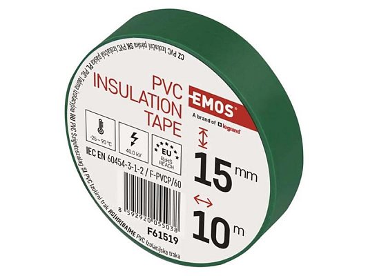 Páska izolační PVC 15mm/10m zelená EMOS 1ks