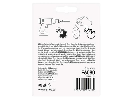 Páska akrylová oboustranná 18mm/ 3m, čirá EMOS F6080