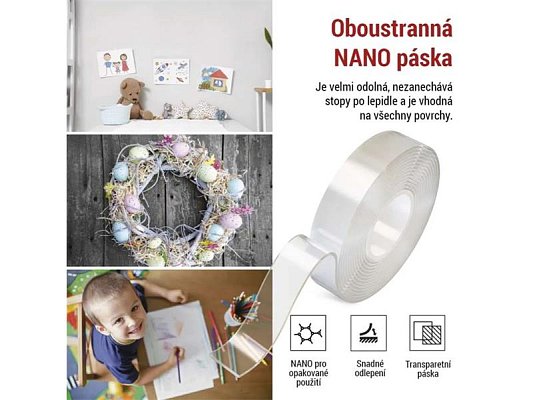Páska NANO oboustranná 30mm/ 3m, transparentní