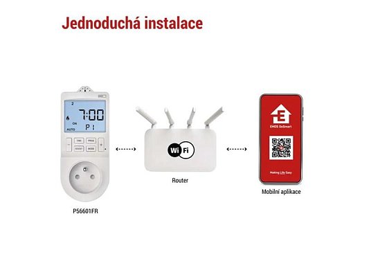 Smart termostat EMOS do zásuvky s funkcí digitálního časovače 2v1 s WiFi