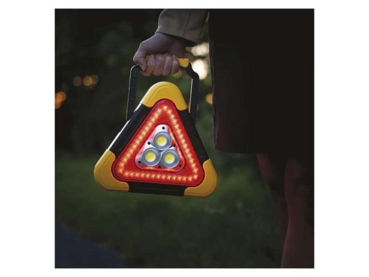 LED varovný trojúhelník, nabíjecí, COB LED+červená LED EMOS P45010