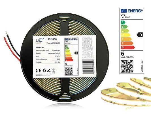 LED pásek 12V IP20 30W bílá teplá 5m LTC LXL5160