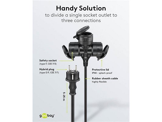 Prodlužovací kabel 3 zásuvky 25m GOOBAY 65439