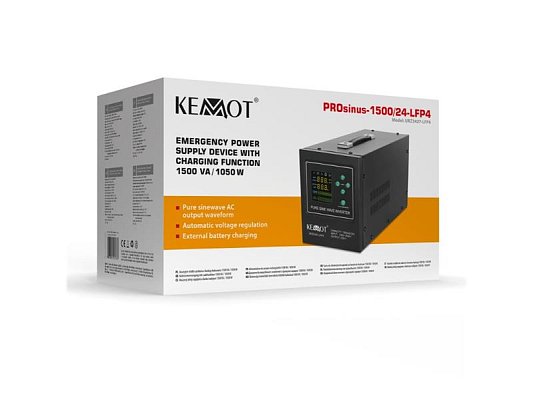 Zdroj záložní KEMOT PROsinus-1500/24-LFP4 24V 230V 1500VA 1050W Black URZ3427-LFP4
