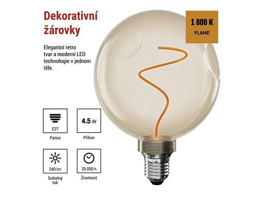 Žárovka DECO LED E27 4,5W flame EMOS Z50B11