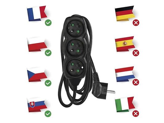 Prodlužovací přívod 3 zásuvky 2m EMOS PC0312