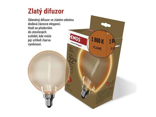 Žárovka DECO LED E27 4W flame EMOS Z5BO11