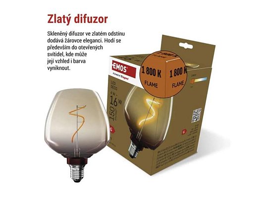 Žárovka DECO LED E27 4W flame EMOS Z59G01