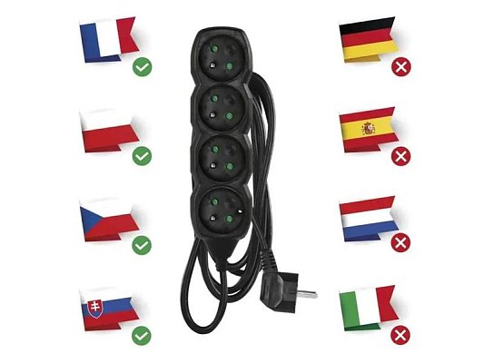Prodlužovací přívod 4 zásuvky 3m EMOS PC0413R