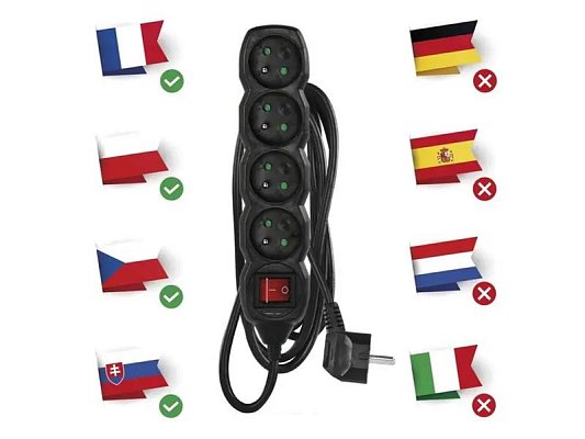 Prodlužovací přívod 4 zásuvky 3m EMOS PC1413R