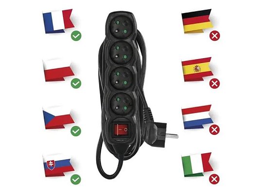 Prodlužovací přívod 4 zásuvky 5m EMOS PC1415R