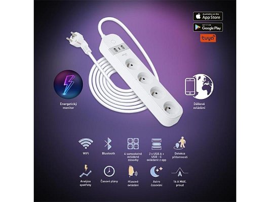 Smart prodlužovací kabel RETLUX RSH 202 WiFi Tuya
