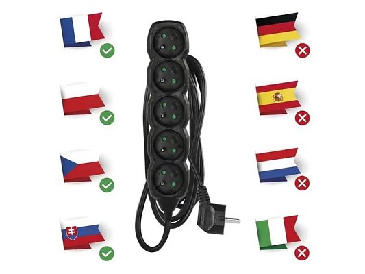 Prodlužovací přívod 5 zásuvek 3m EMOS PC0513R