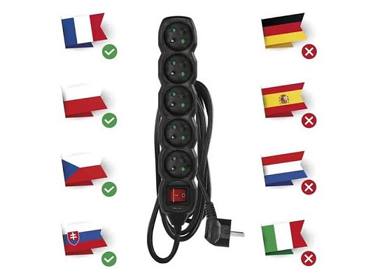 Prodlužovací přívod 5 zásuvek 3m EMOS PC1513R