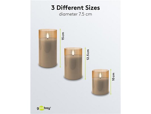 Vosková LED svíčka GOOBAY 77756 sada 3ks