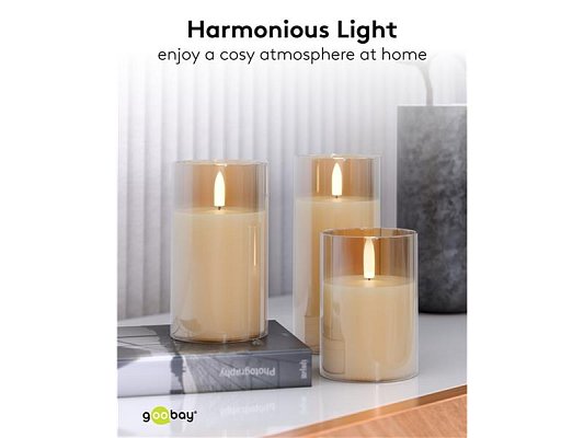 Vosková LED svíčka GOOBAY 77756 sada 3ks