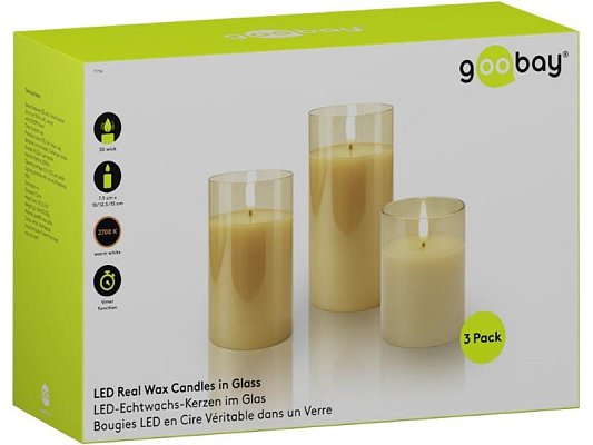 Vosková LED svíčka GOOBAY 77756 sada 3ks