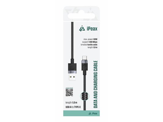 Kabel iPEAX 90010103 USB/USB-C 1m Black