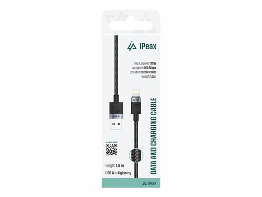 Kabel iPEAX 90010107 USB/Lightning 1,5m Black