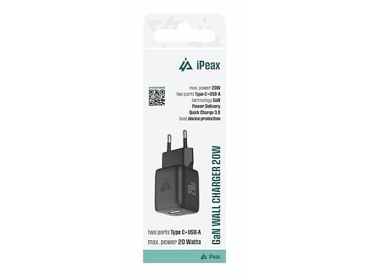 Adaptér USB iPEAX GaN USB/USB-C 90010125 Black