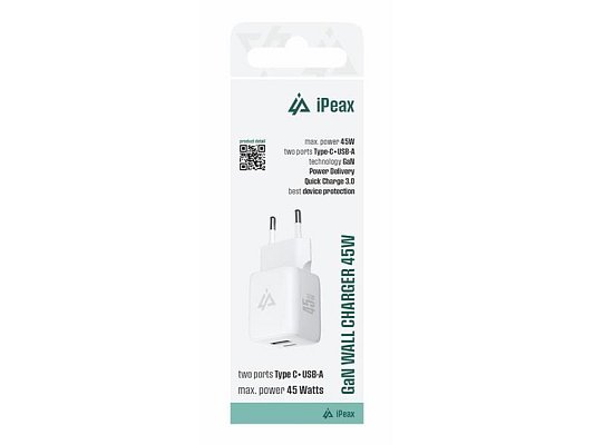 Adaptér USB iPEAX GaN USB/USB-C 90010132 White