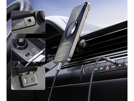 Adaptér iPEAX 90010139 USB-C / JACK 3,5mm (pro poslech hudby) Black