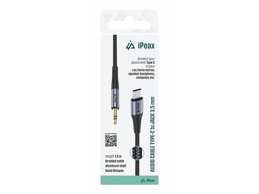 Adaptér iPEAX 90010139 USB-C / JACK 3,5mm (pro poslech hudby) Black