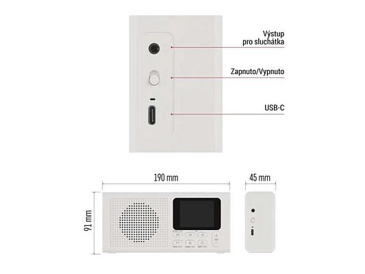 Přenosné rádio EMOS E0091 s Bluetooth, DAB/ DAB+/ FM, bílé