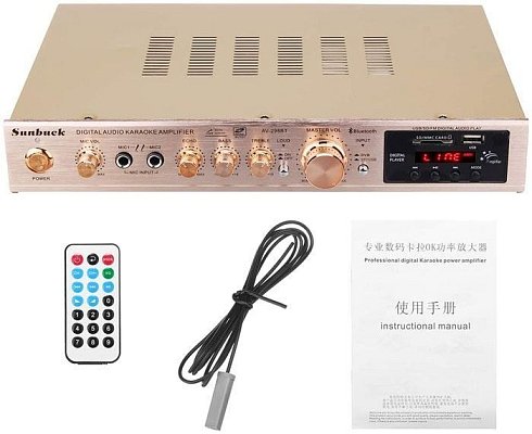 Zesilovač, rádio, bluetooth, přehrávač MP3 Sunbuck AV-298BT zlatý