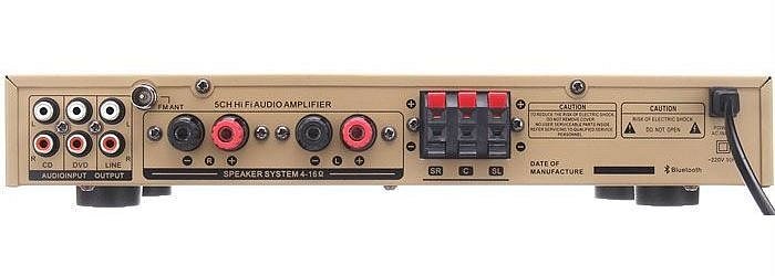 Zesilovač, rádio, bluetooth, přehrávač MP3 Sunbuck AV-298BT zlatý