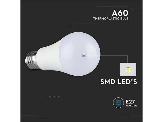 Žárovka LED E27 8,5W A60 bílá teplá V-TAC VT-2099