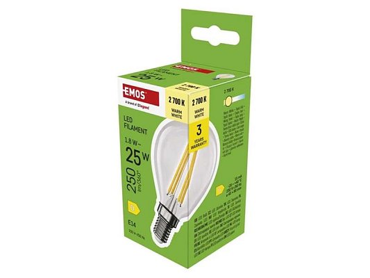 Žárovka Filament LED E14 1,8W Mini Globe bílá teplá EMOS ZF1D02