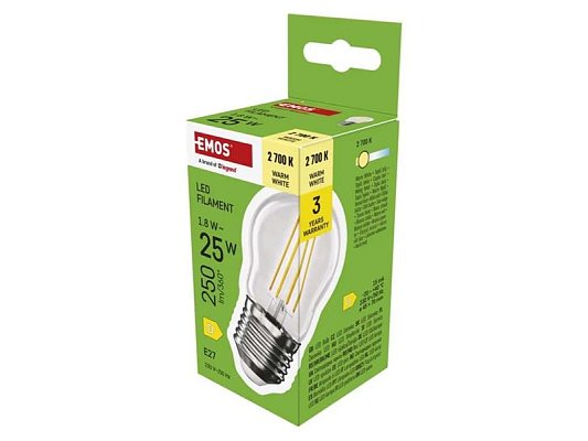 Žárovka Filament LED E27 1,8W Mini Globe bílá teplá EMOS ZF6D02