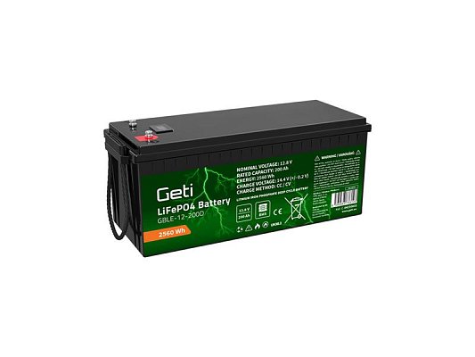Baterie LiFePO4 12,8V 200Ah GETI GBLE-12-200D displej