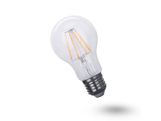 Žárovka LED E27 8W A60 bílá teplá filamentová GETI