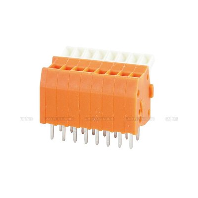 Pružinová svorkovnice do DPS, oranžová. 160V/6A