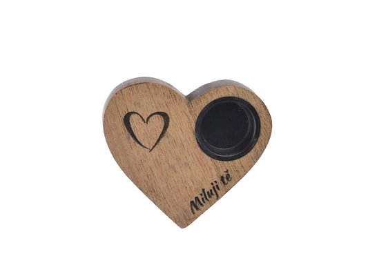 Svícen z mangového dřeva ORION Miluji Tě