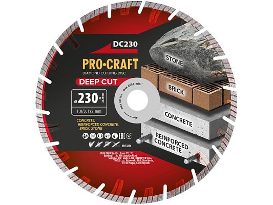 Kotouč řezný diamantový 230mm PROCRAFT DC230 Deep Cut