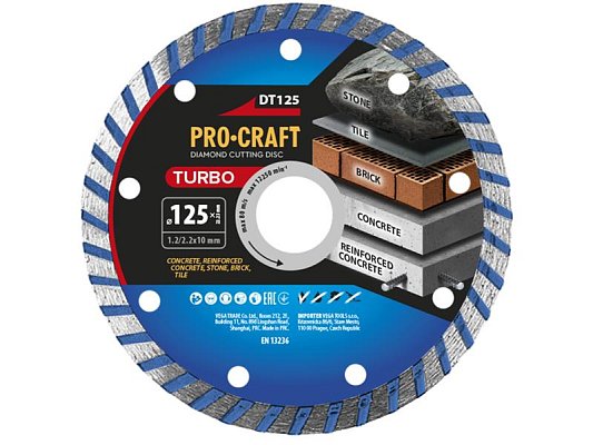 Kotouč řezný diamantový 125mm PROCRAFT DT125 Turbo