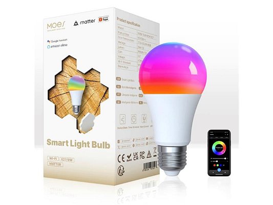 Smart LED žárovka E27 9W RGB CCT MOES MWB-TDA9-RCW-E27 WiFi Tuya