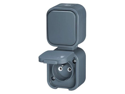Zásuvka jednonásobná + spínač ABEX GWN-B2/P šedá