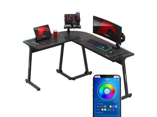 Stůl herní HUZARO Hero 6.0 RGB Black Corner 147cm