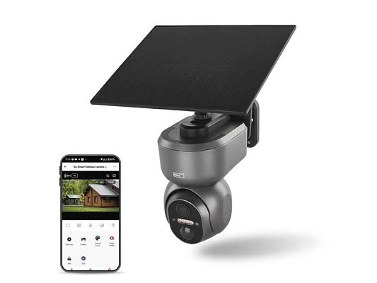 GoSmart venkovní otočná kamera EMOS IP-6000 OWL s 4G/LTE, šedá, Tuya