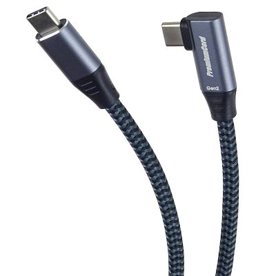 USB C (M) - USB C (M) 90°, 0,5m, 100W, černý