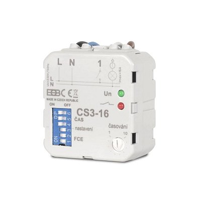 Spínač pod vypínač CS3-16 pro větší zátěže má možnost nastavení OSMI FUNKCÍ SEPNUTÍ.